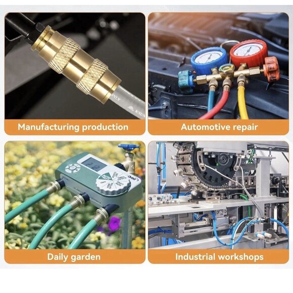 27 Piece Brass DOT Air Line Fittings Kit Push Lock Quick Connect 1/4" 3/8" 1/2" - Picture 7 of 10